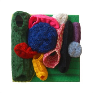 Ulrike Stolte a1 Applikationszyklus 30x30x10cm 2010 Textile Crocheted Wool Textile Organic