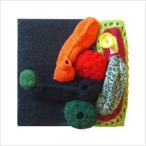 Ulrike Stolte a2 Applikationszyklus 30x30x15cm 2010 Textile Crocheted Wool Textile Organic