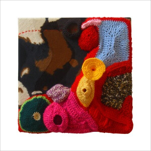 Ulrike Stolte a3 Applikationszyklus 30x30x15cm 2010 sold Textile Crocheted Wool Textile Organic Coral