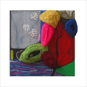 Ulrike Stolte a4 Applikationszyklus 30x30x8cm 2010 sold Textile Acrylic Crocheted Wool Textile Organic