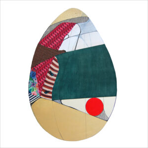 Ulrike Stolte H4 Textilcollage auf Holz 34 x 51 cm 2018