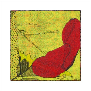 Ulrike Stolte M7 Mosaikzyklus2 30x30cm 2009 sold Flower Textile Red Yellow