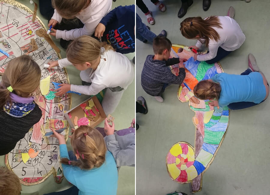 Ulrike Stolte Workshop Brandenburg Fuerstenwalde Grundschule Frottage Chamaeleon November 2017